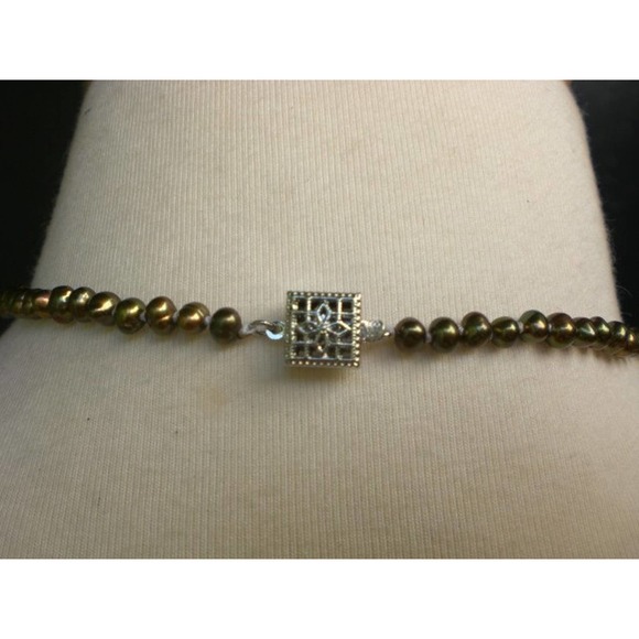 Vintage Hammered Brass Fresh Water Pearl Necklace - Picture 4 of 5